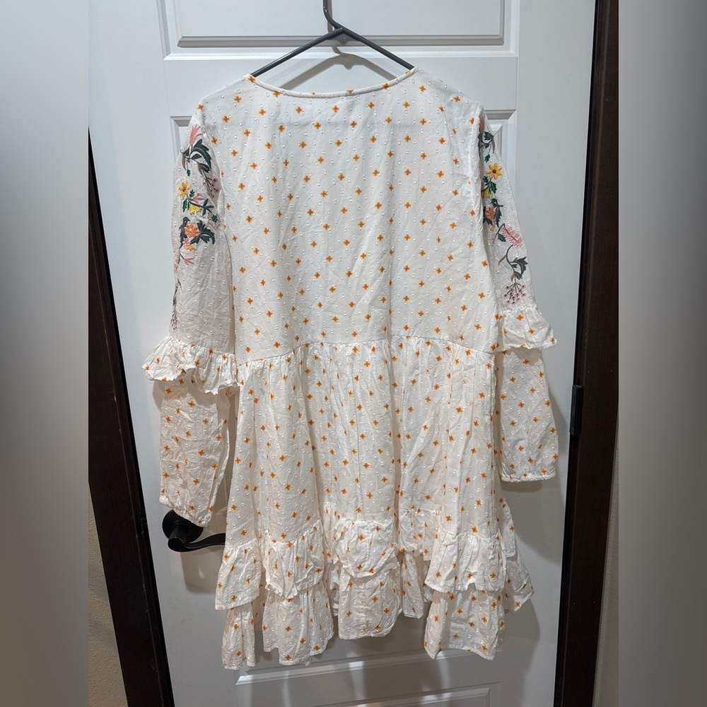 ASOS Floral Embroidered White Frill Smock Dress| Ruffles| Spring - Picture 5 of 5